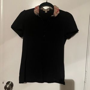 Women’s Burberry Brit nova check ruffled collar polo shirt